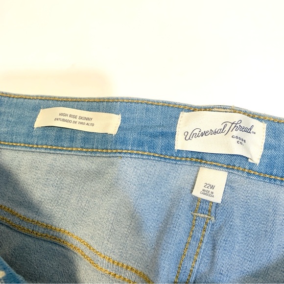Universal Thread Jeans Womens Plus Size 22W High Rose Skinny Light Blue NWT - Picture 9 of 16
